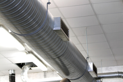 metal tube for the air-conditioning of a large workshop