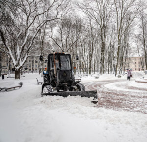 Snow plowing neighborhood